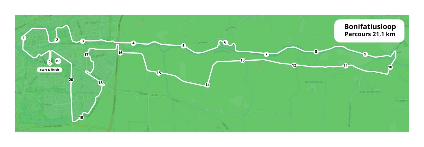 Bonifatiusloop 2026 Parcours 21.1km hardlopen